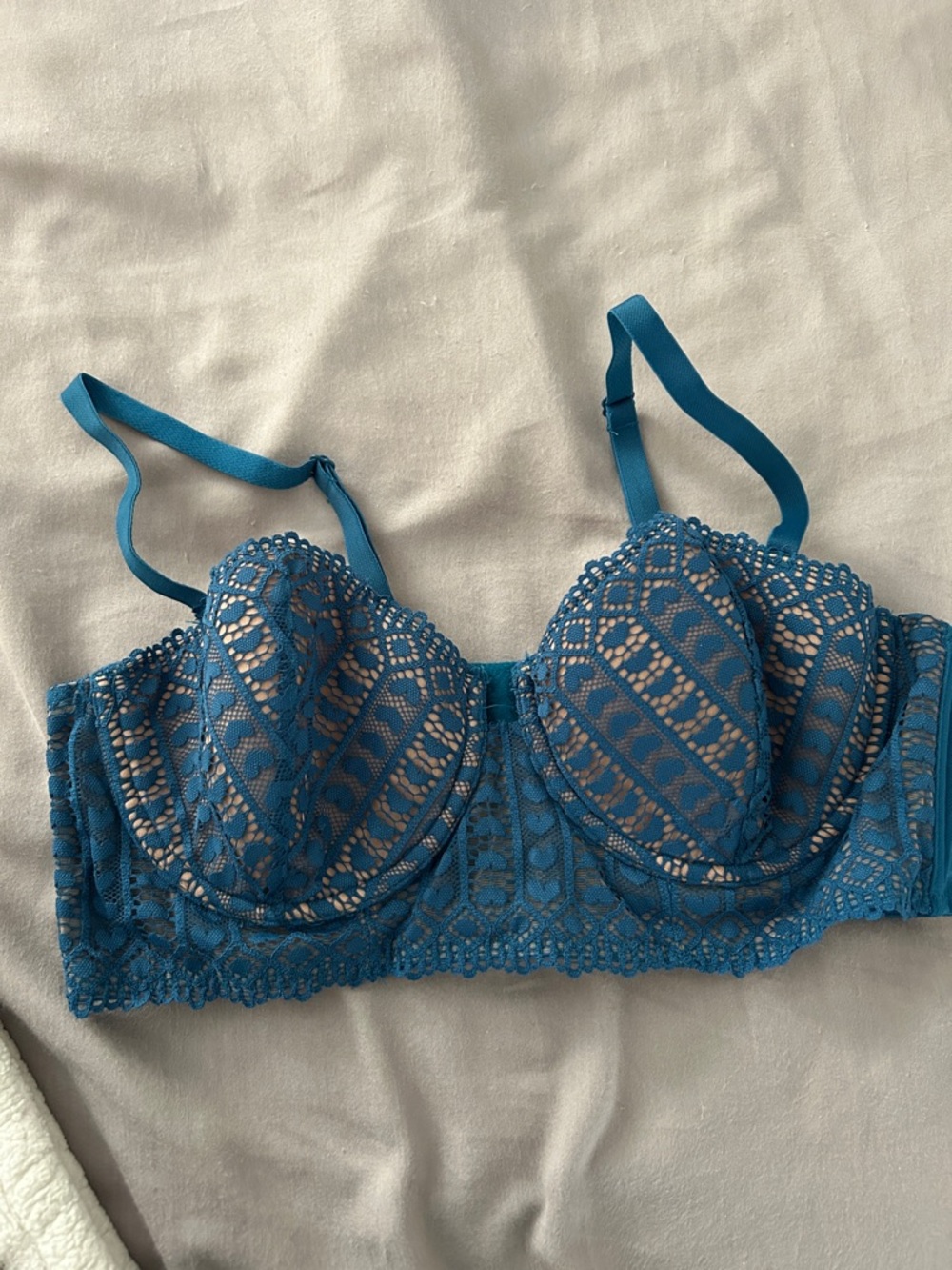 Adore Me Teal Lace Longline Underwire Bra